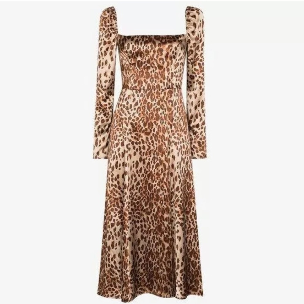 Reformation Maryanne Leopard Silk Midi Dress size XS